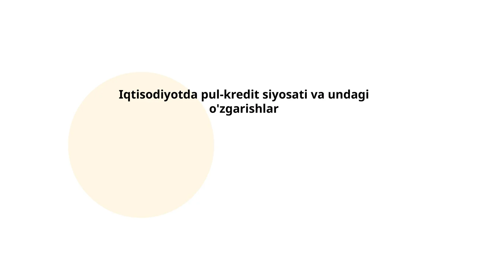 Pul-kredit siyosati va undagi o'zgarishlar