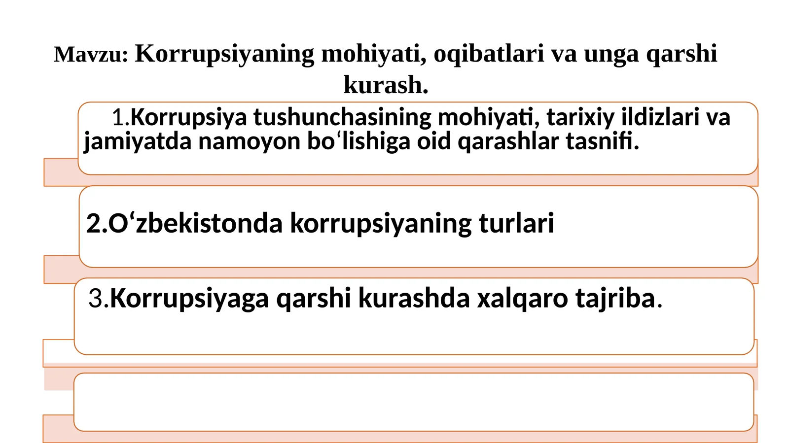 Korrupsiyaning mohiyati, oqibatlari va unga qarshi kurash.mexanizmlari