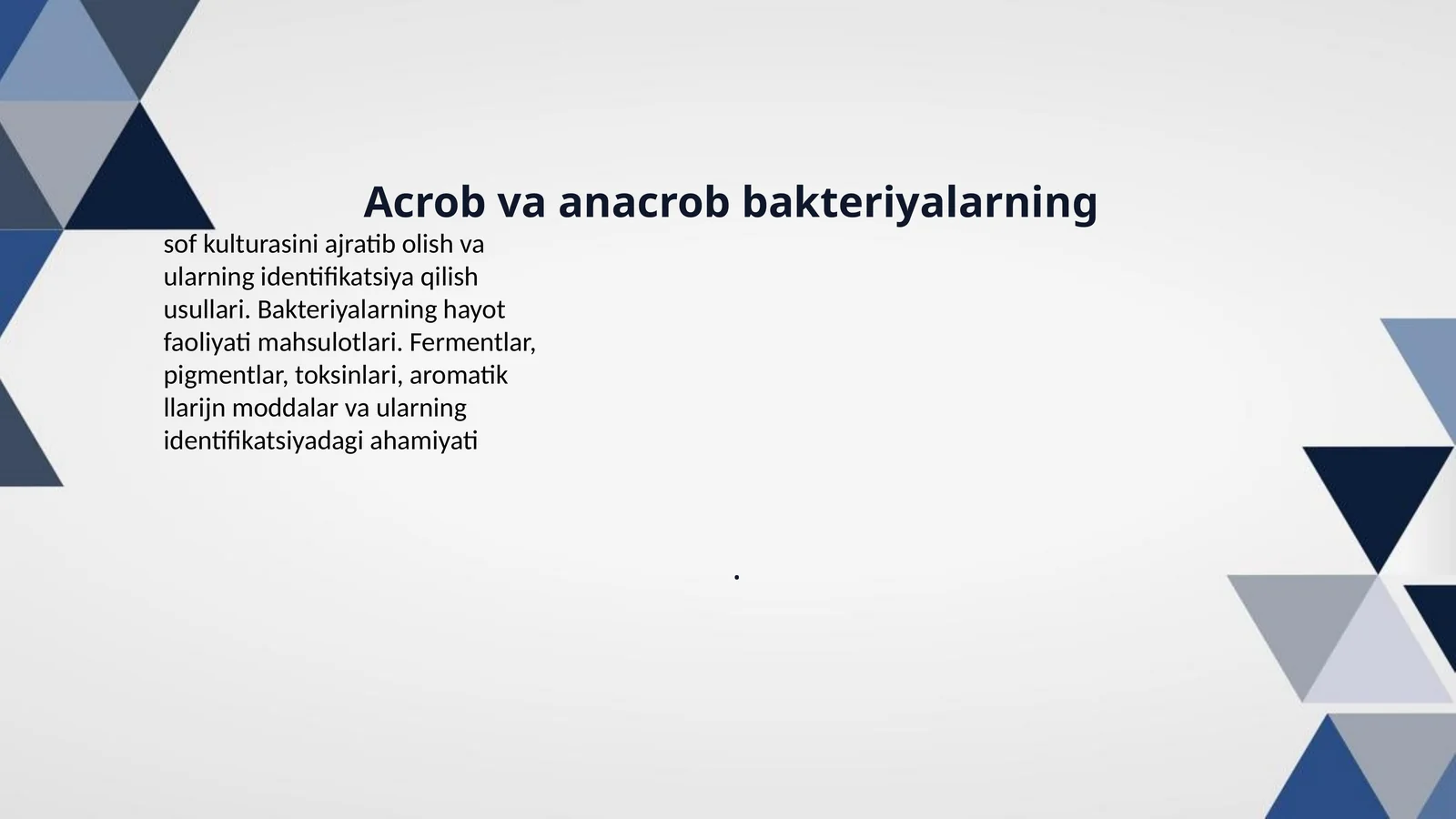 Acrob va anacrob bakteriyalarning