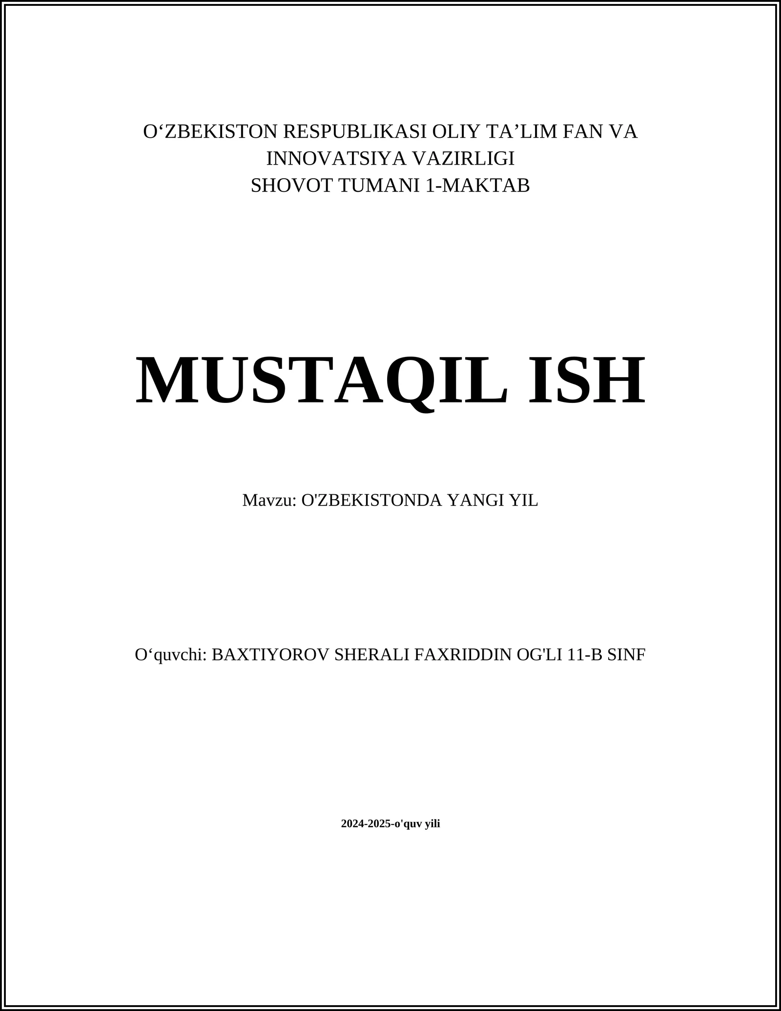 O'zbekistonda yangi yil