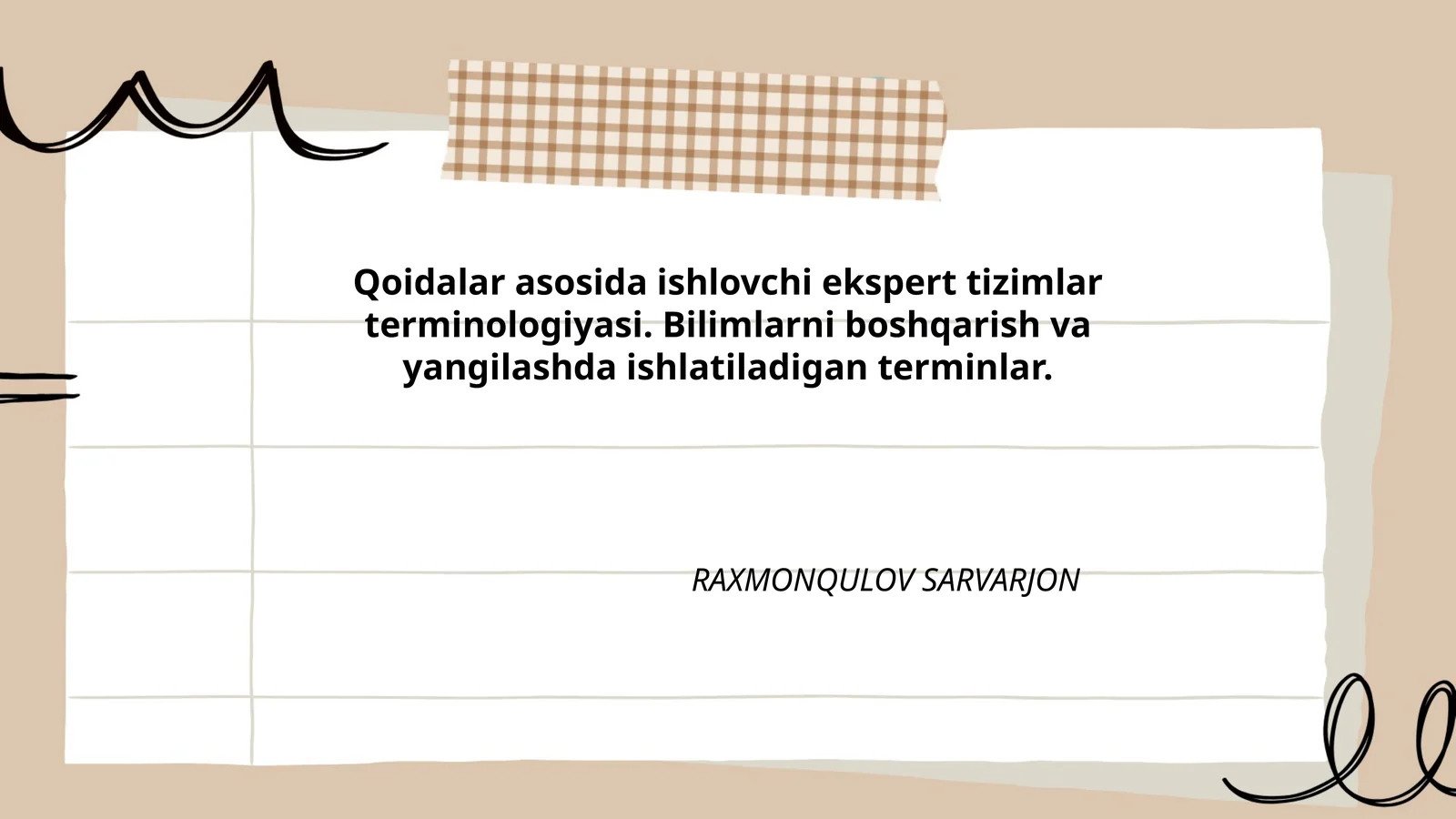 Qoidalar asosida ishlovchi ekspert tizimlar terminologiyasi