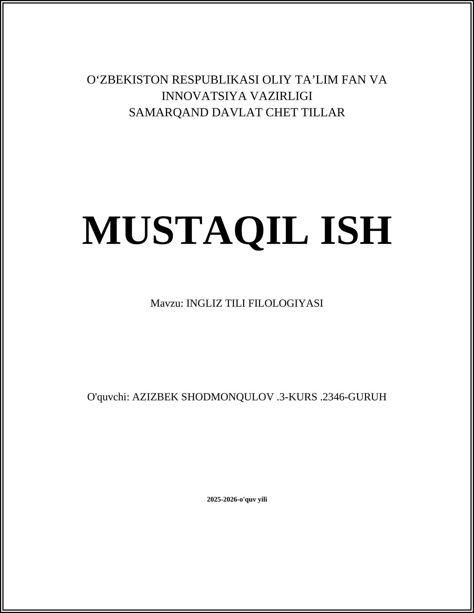 INGLIZ TILI FILOLOGIYASI