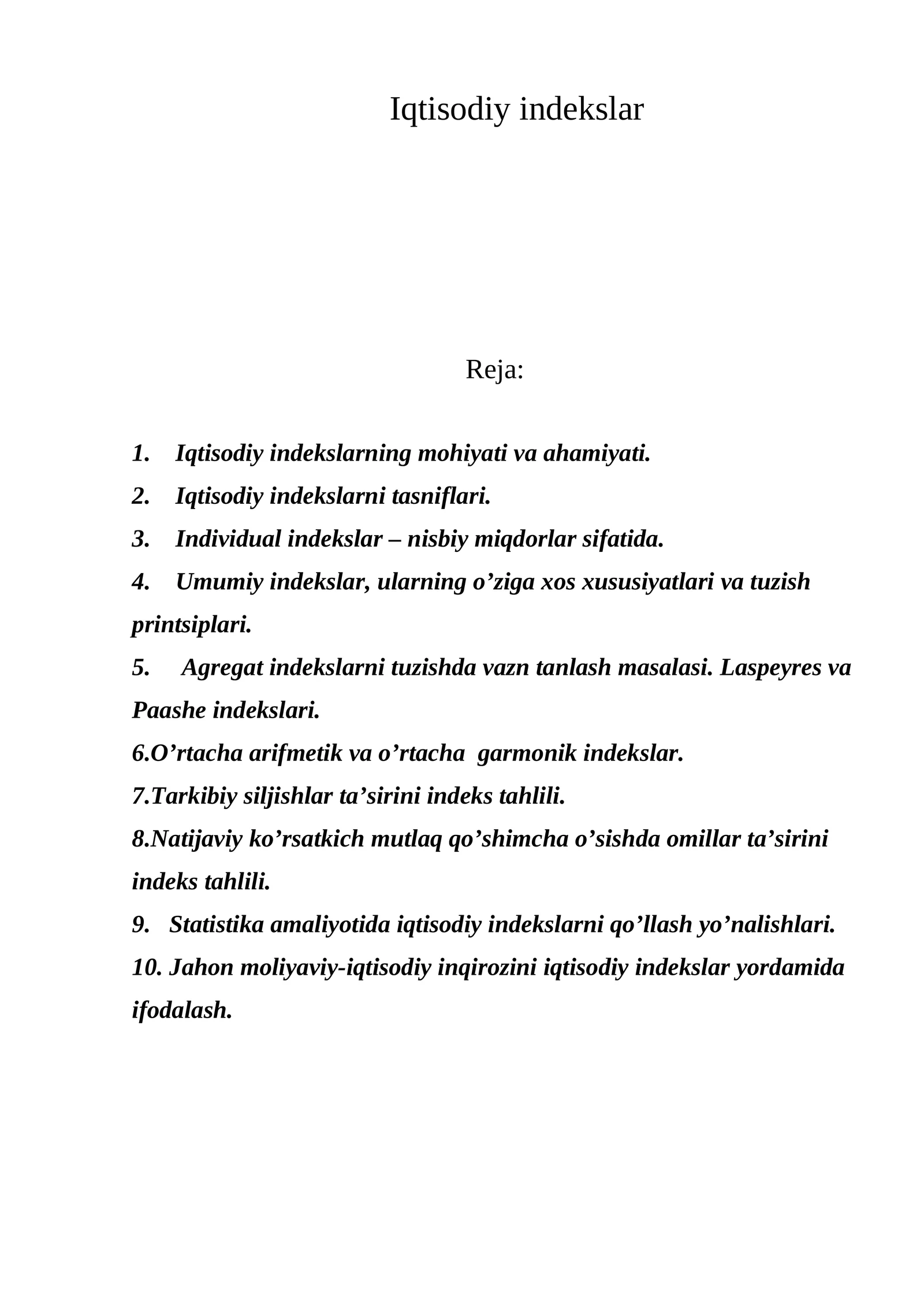 Iqtisodiy indekslar