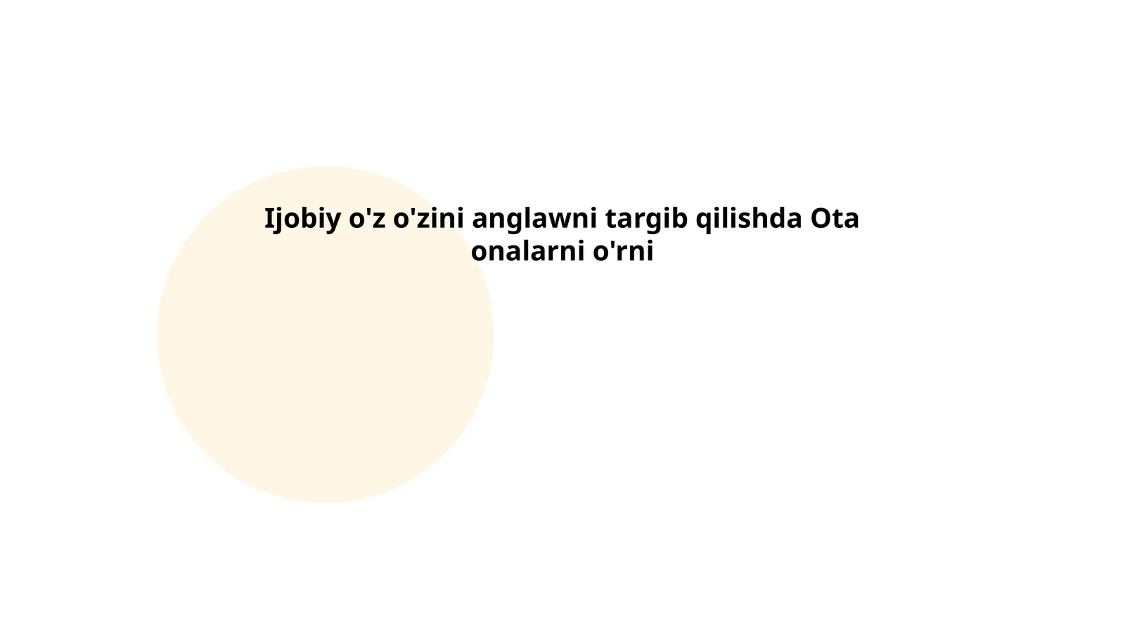 Ijobiy o'z o'zini anglawni targib qilishda Ota onalarni o'rni