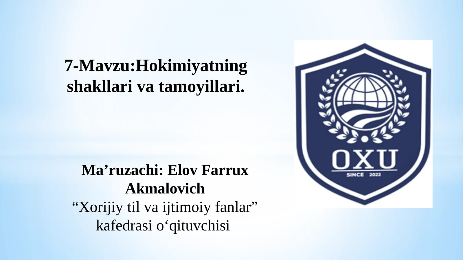 Hokimiyatning shakllari va tamoyillari