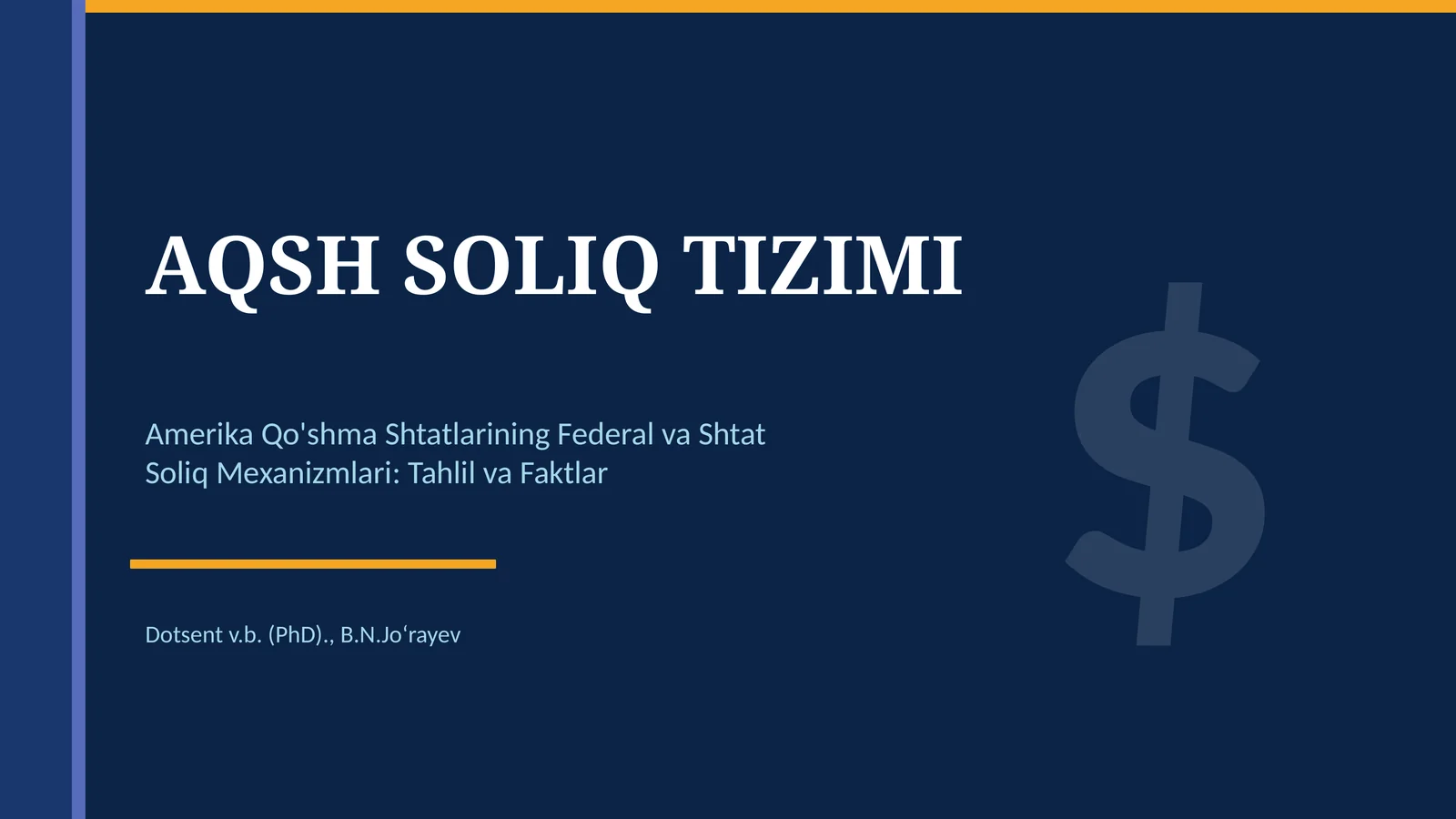 AQSH SOLIQ TIZIMI