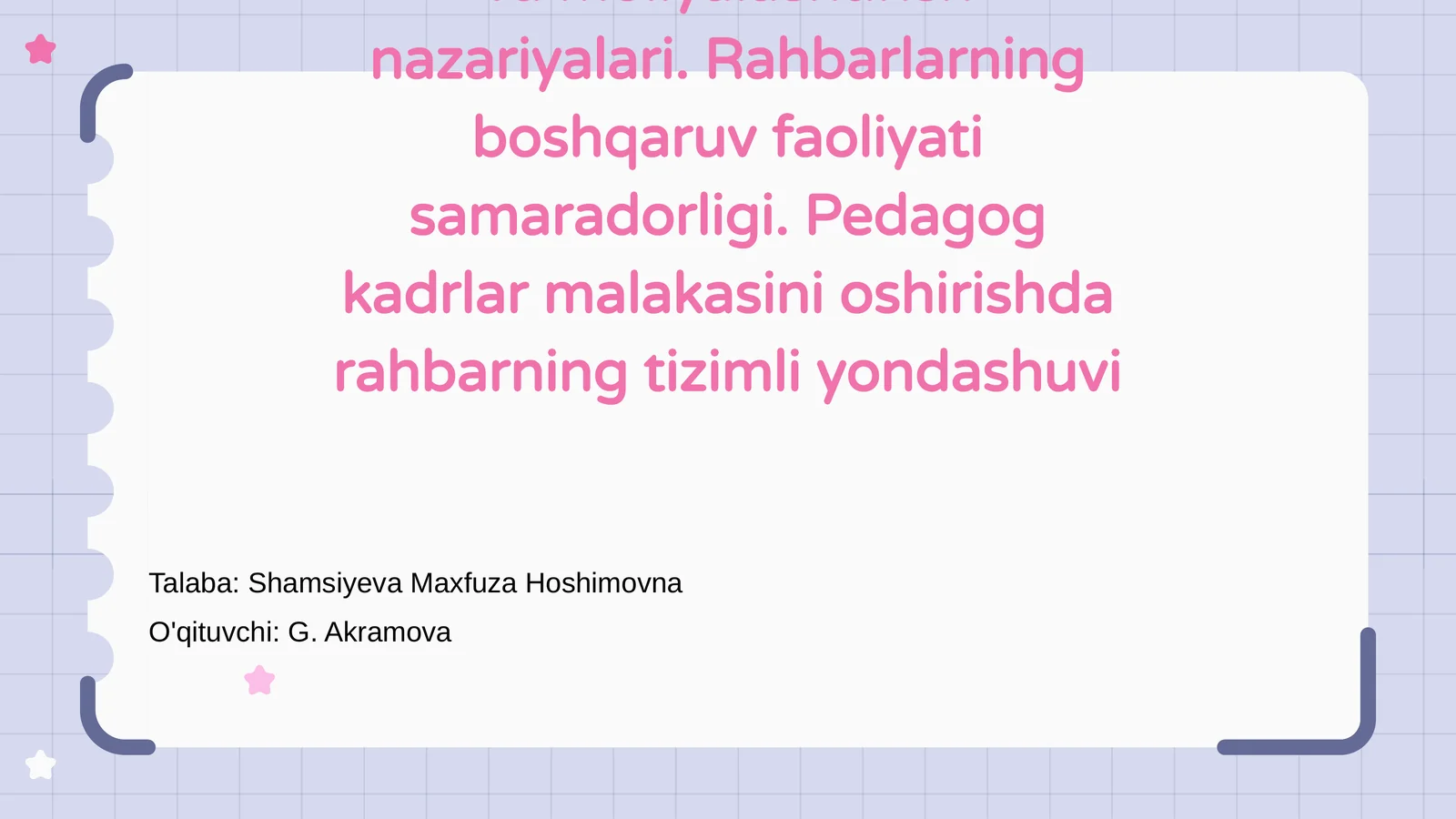 Motivatsiya va moliyalashtirish nazariyalari