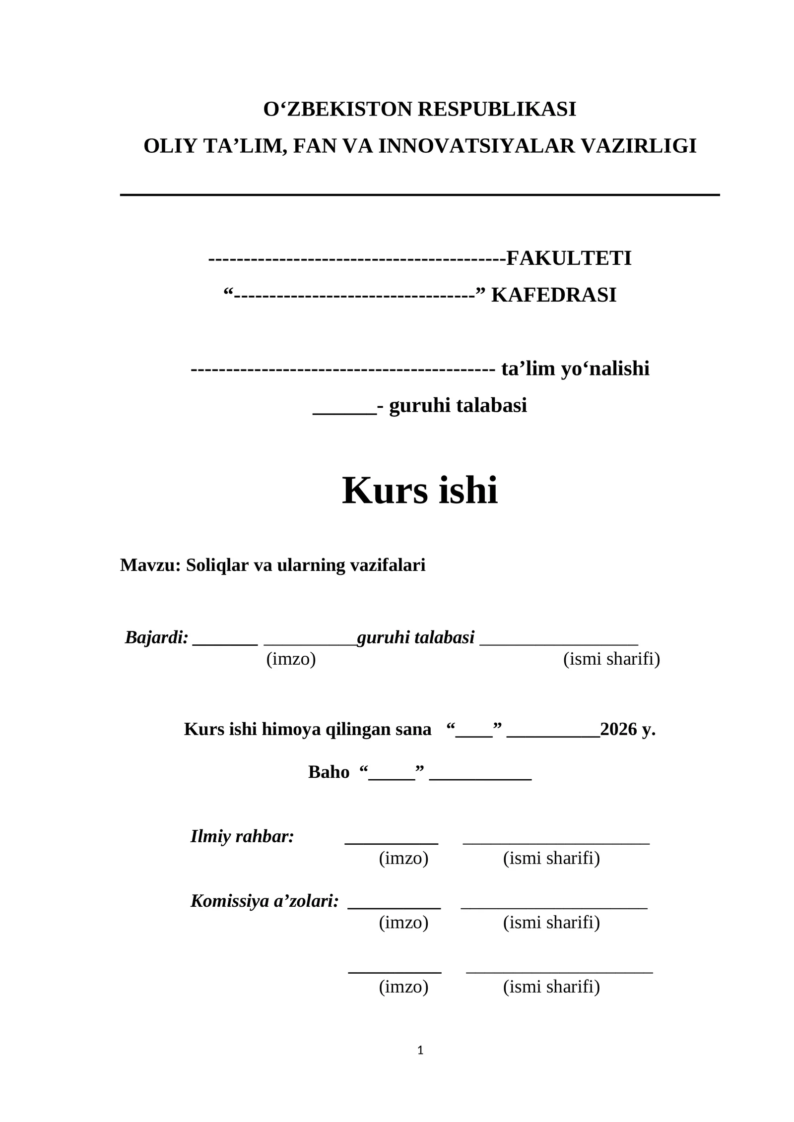 Soliqlar va ularning vazifalari