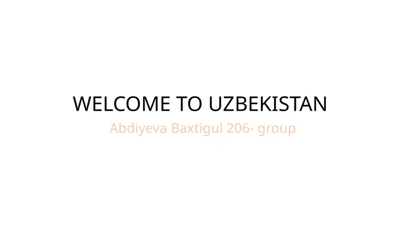 WELCOME TO UZBEKISTAN