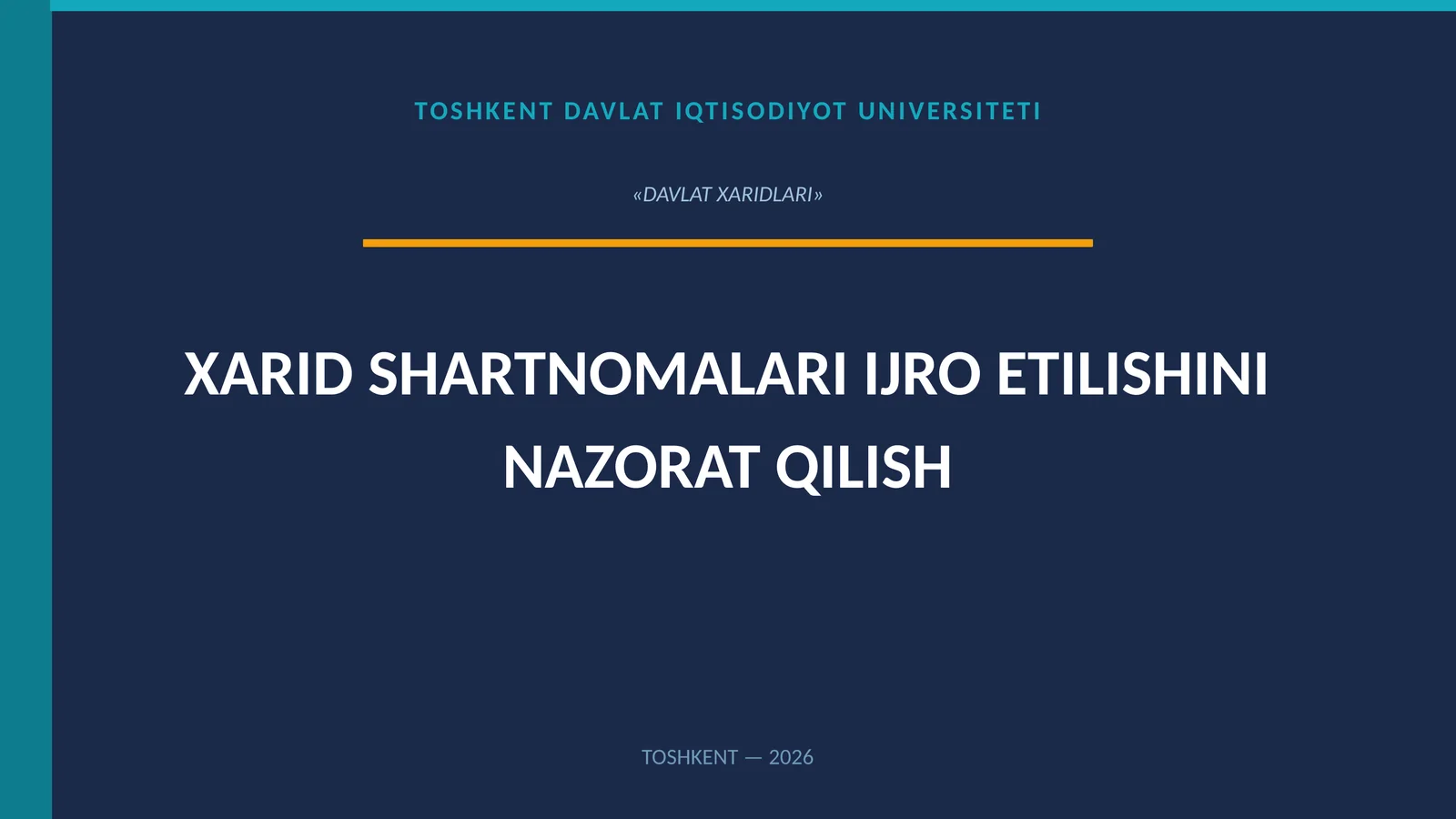 XARID SHARTNOMALARI IJRO ETILISHINI NAZORAT QILISH