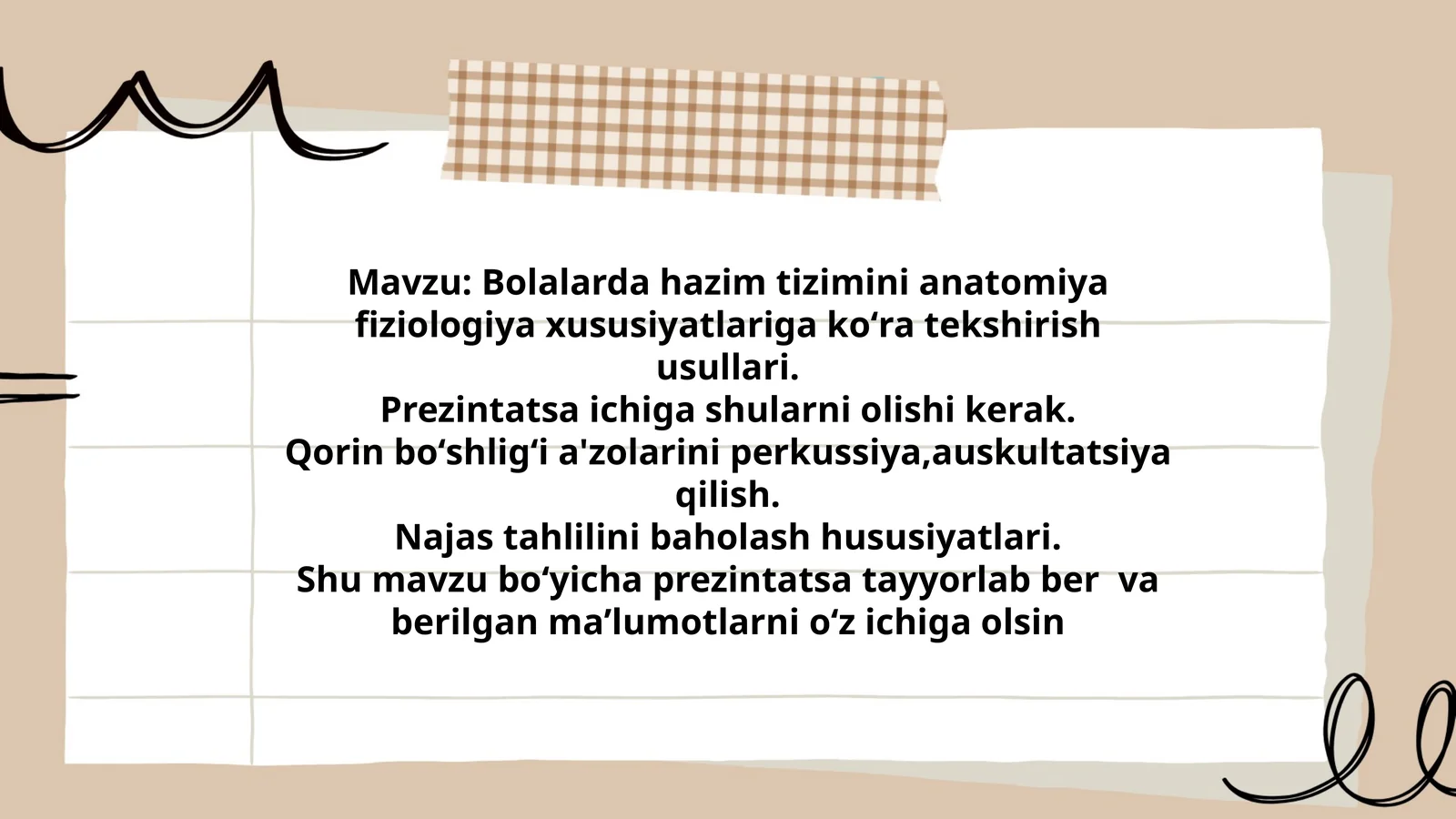 Bolalarda hazim tizimini anatomiya fiziologiya xususiyatlariga tekshirish