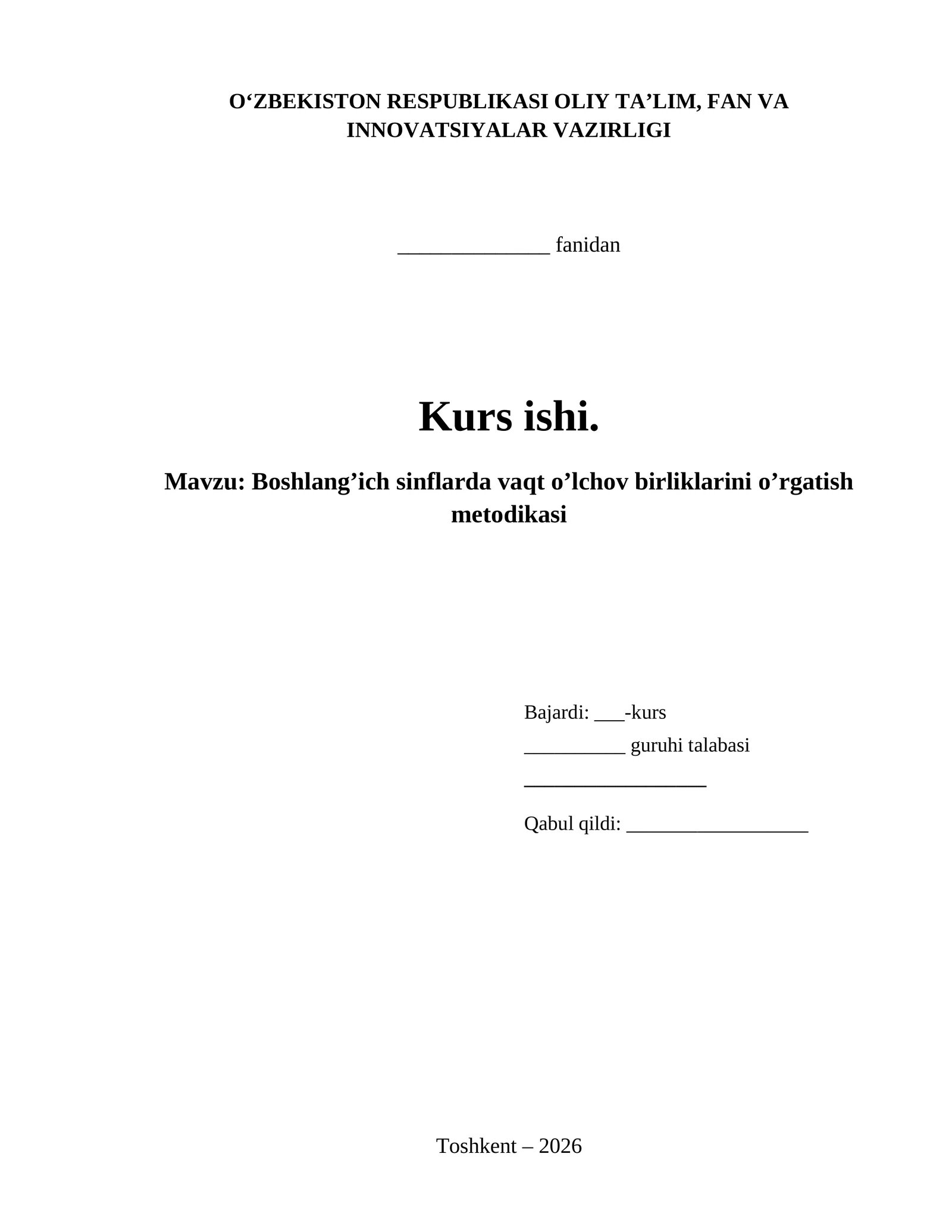 Boshlangʼich sinflarda vaqt oʼlchov birliklarini oʼrgatish metodikasi