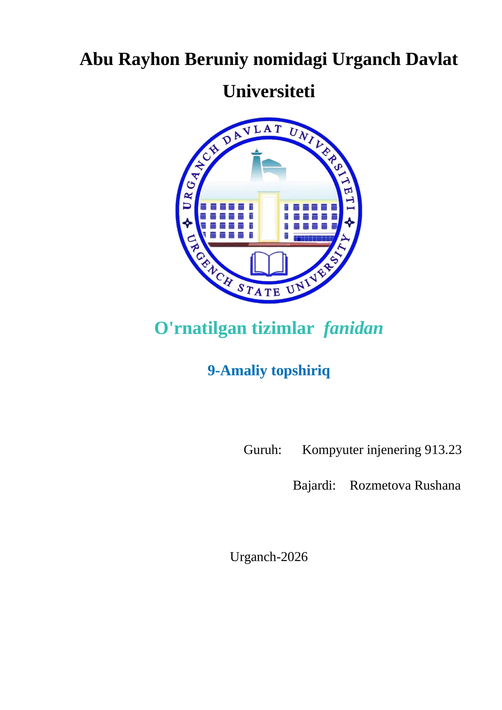 Amaliyot ishi №9: Fotoqarshilik. Yorug‘lik diodlarini yoqish yoki o‘chirish orqali yorug‘lik darajasiga ishlov berish