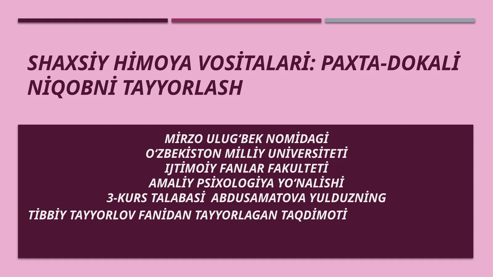 Shaxsiy himoya vositalari: Paxta-doka niqobini tayyorlash