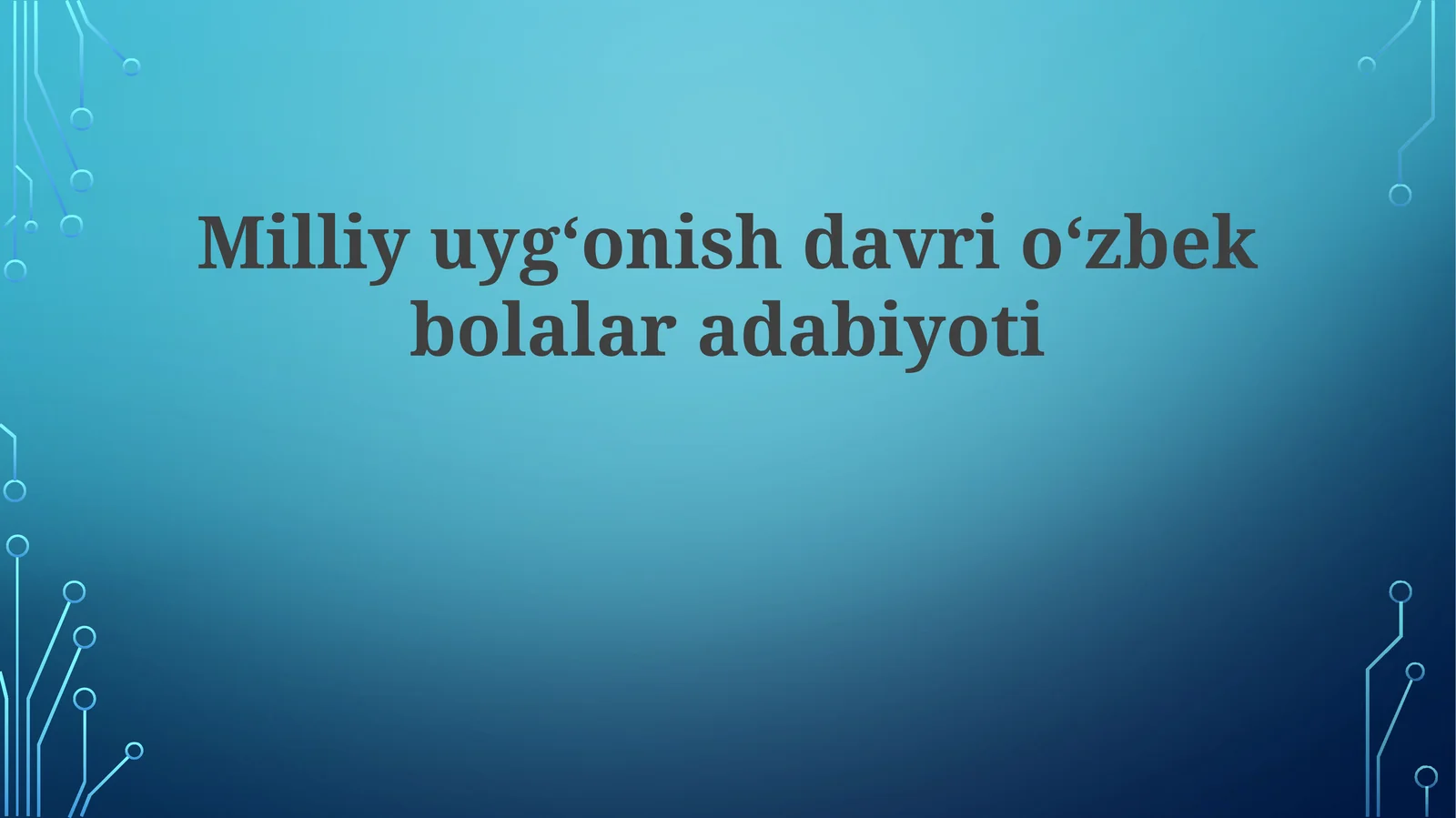 Milliy uygʻonish davri oʻzbek bolalar adabiyoti