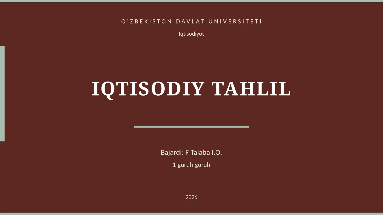 IQTISODIY TAHLIL