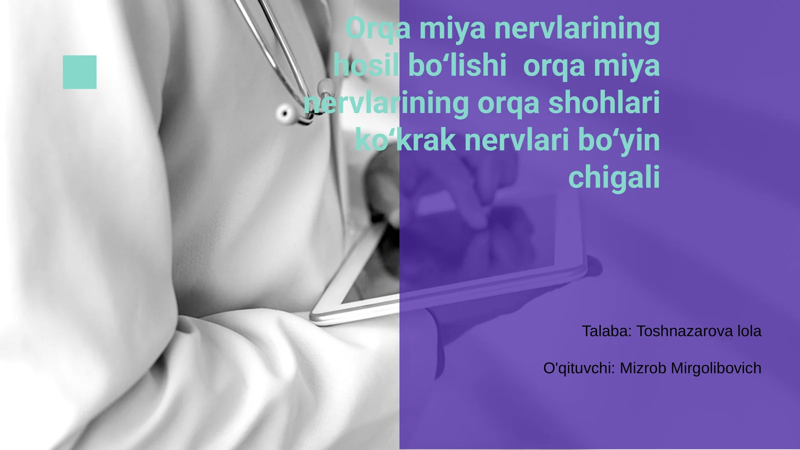 Orqa miya nervlarining hosil boʻlishi