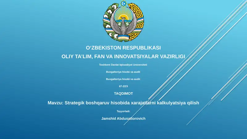 Strategik boshqaruv hisobida xarajatlarni kalkulyatsiya qilish