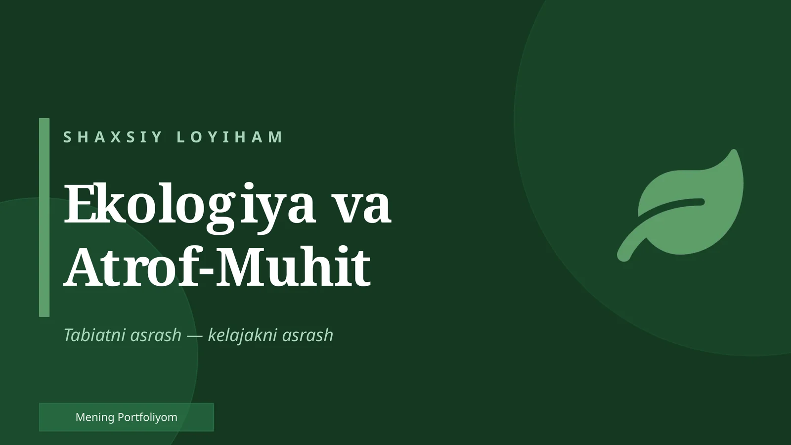 Ekologiya shaxsiy loyihasi