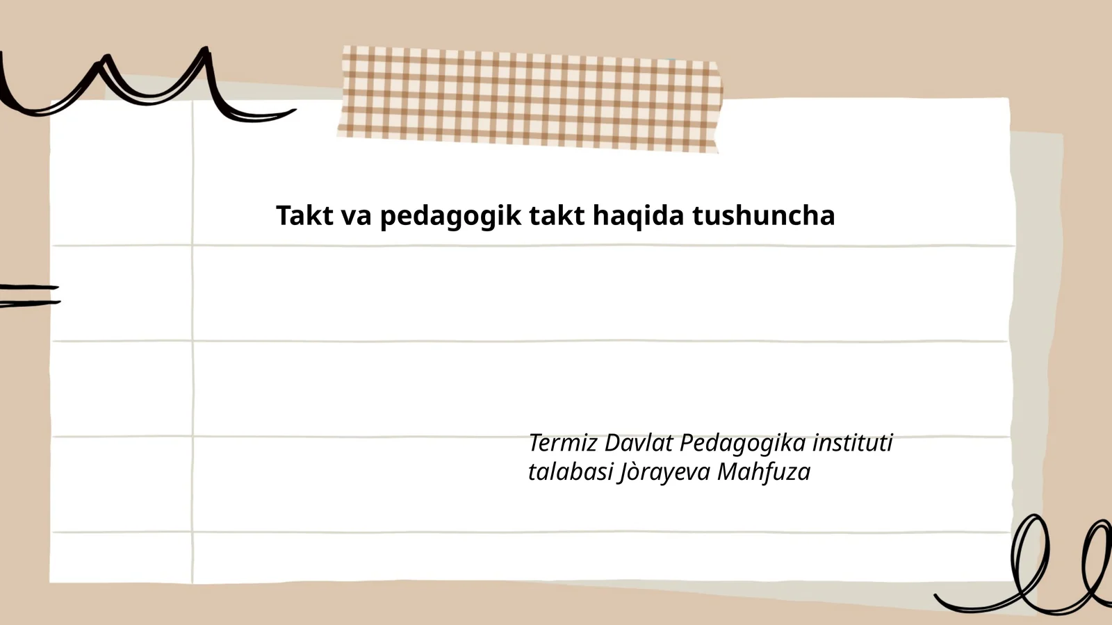 Takt va pedagogik takt haqida tushuncha