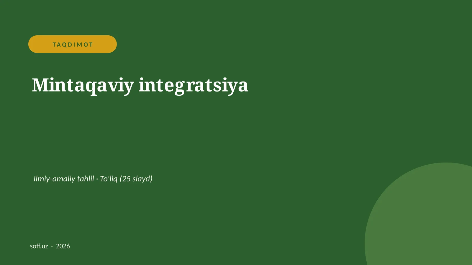 Mintaqaviy integratsiya Ilmiy-amaliy tahlil
