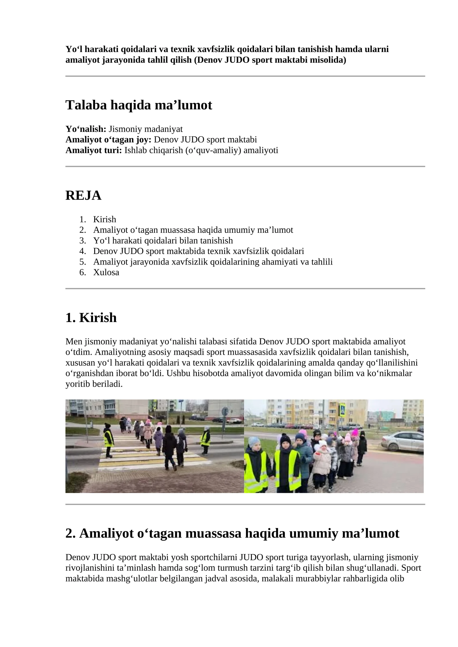 Yo‘l harakati qoidalari va texnik xavfsizlik qoidalari bilan tanishish