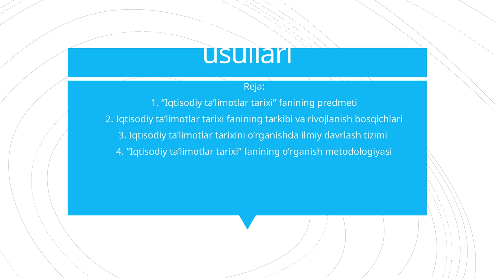 1-mavzu. Fanning predmeti va oʼrganish usullari