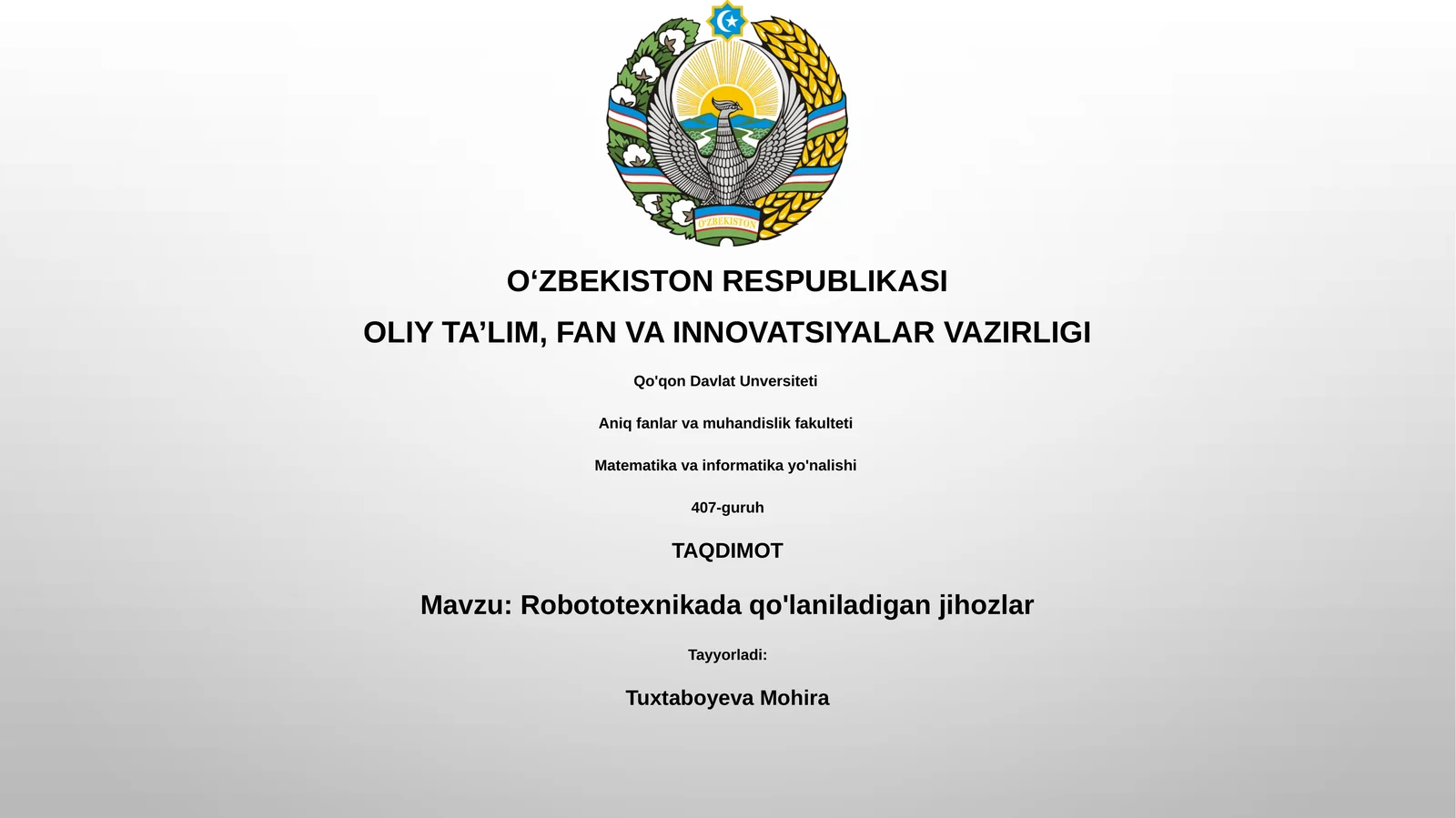 Robototexnikada qo'laniladigan jihozlar