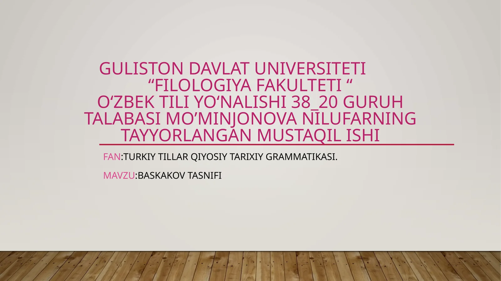 Baskakov Tasnifi