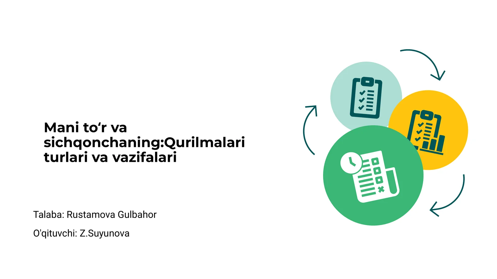 Mani toʻr va sichqonchaning: Qurilmalari turlari va vazifalari