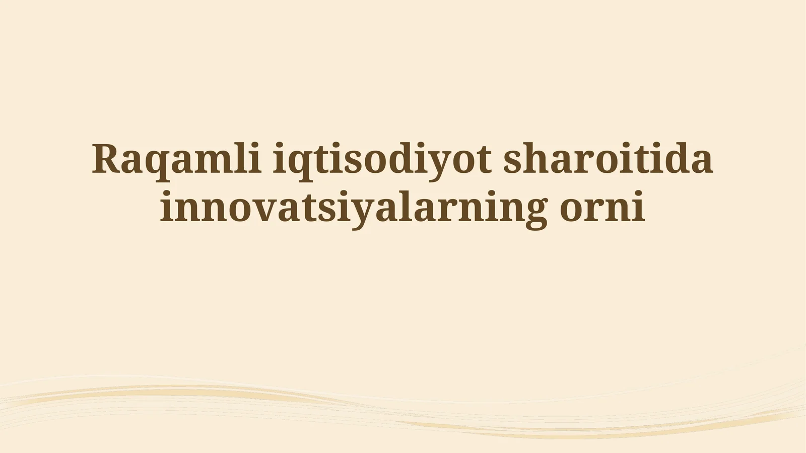 Raqamli iqtisodiyot sharoitida innovatsiyalar