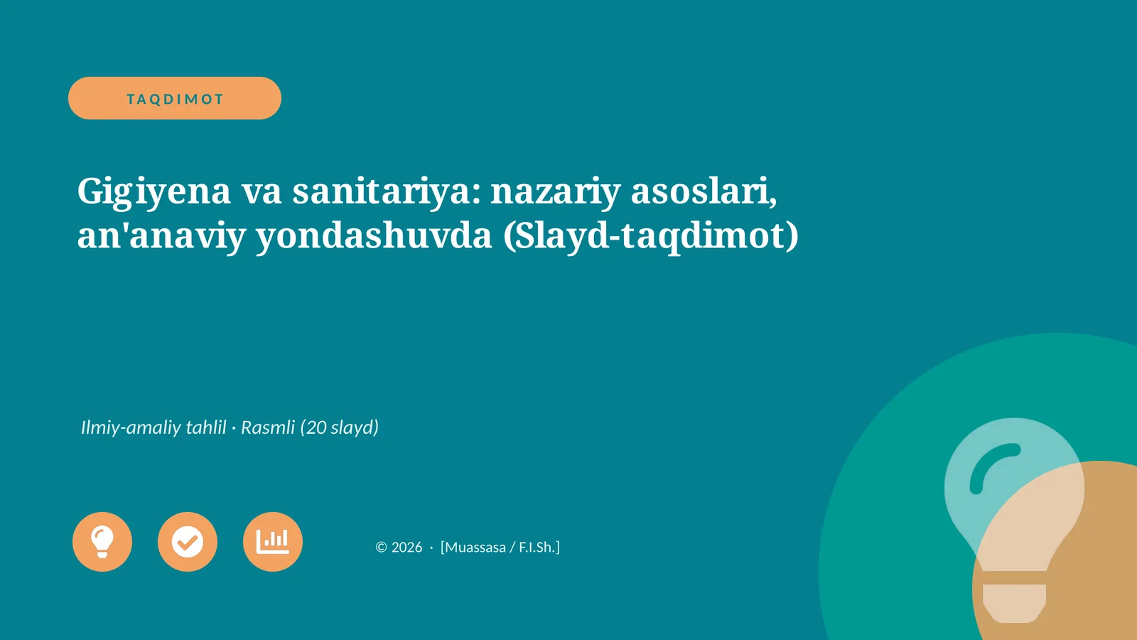Gigiyena va sanitariya: nazariy asoslari, an'anaviy yondashuvda (Slayd-taqdimot)