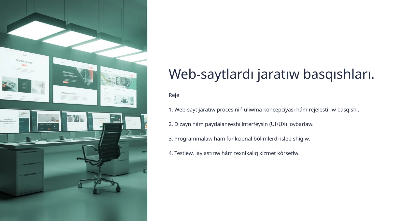 Web-saytlardı jaratıw basqıshları Reje