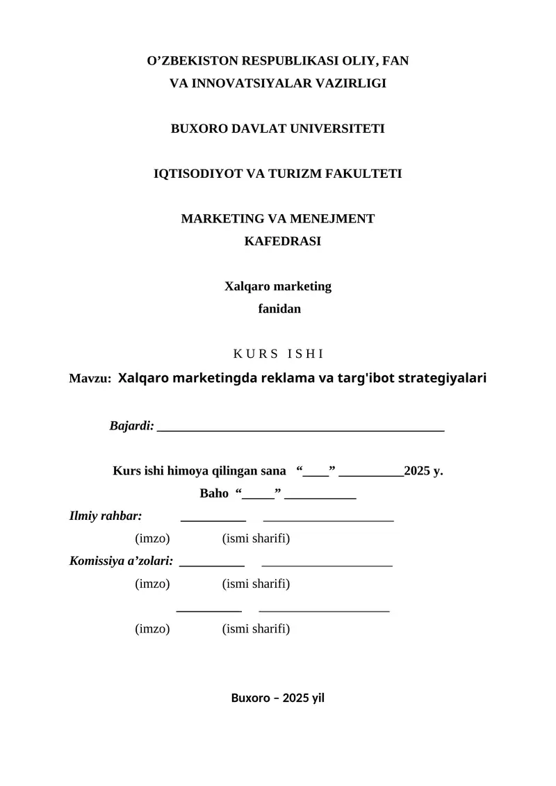 Xalqaro marketingda reklama va targ'ibot strategiyalari