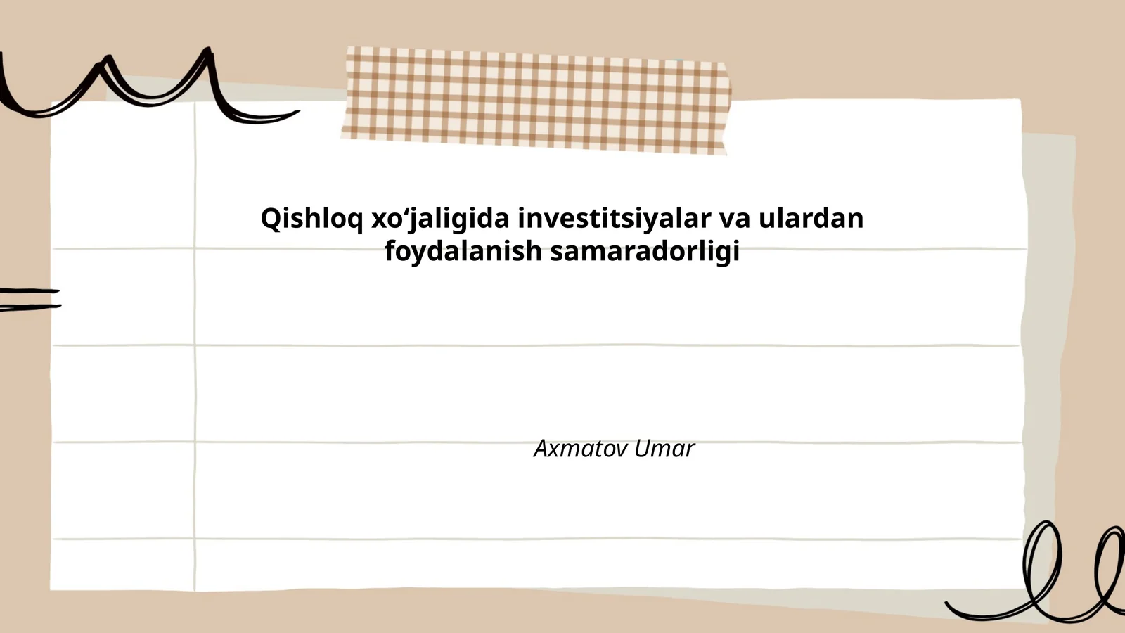 Qishloq xo‘jaligida investitsiyalar va ulardan foydalanish samaradorligi