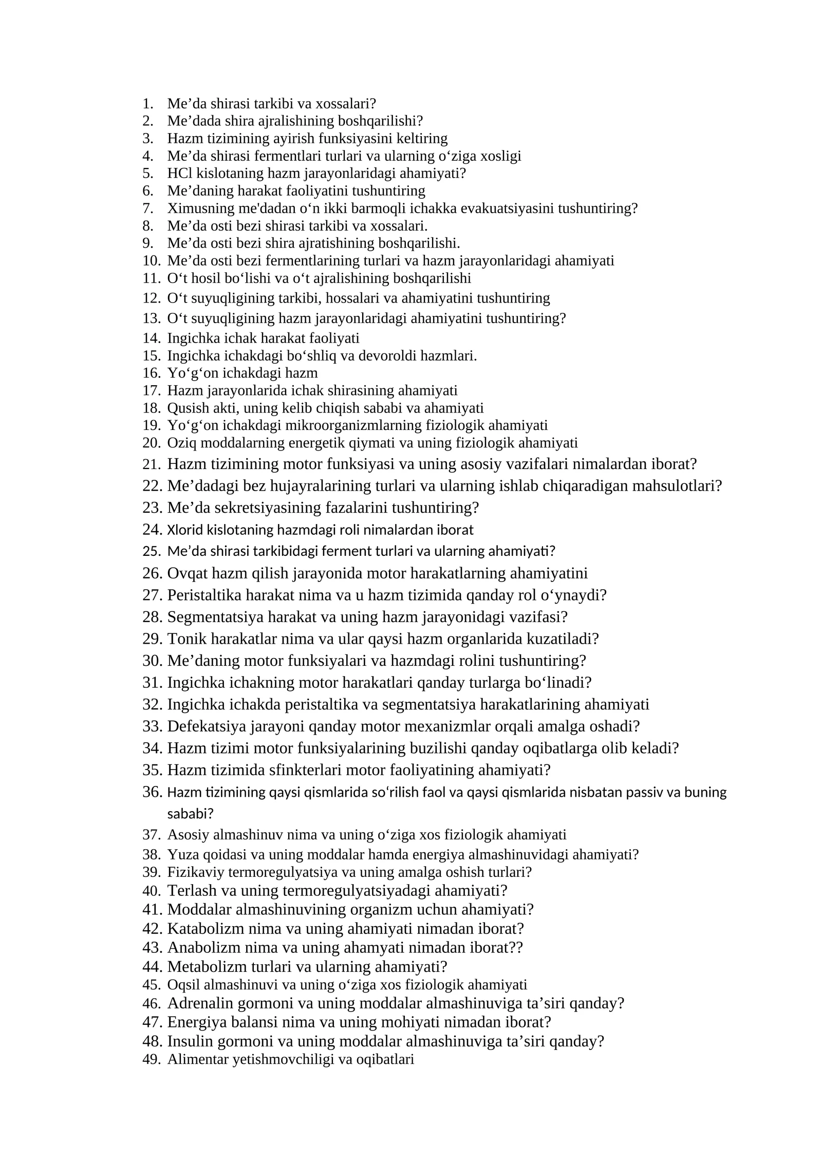 Me’da shirasi fermentlari