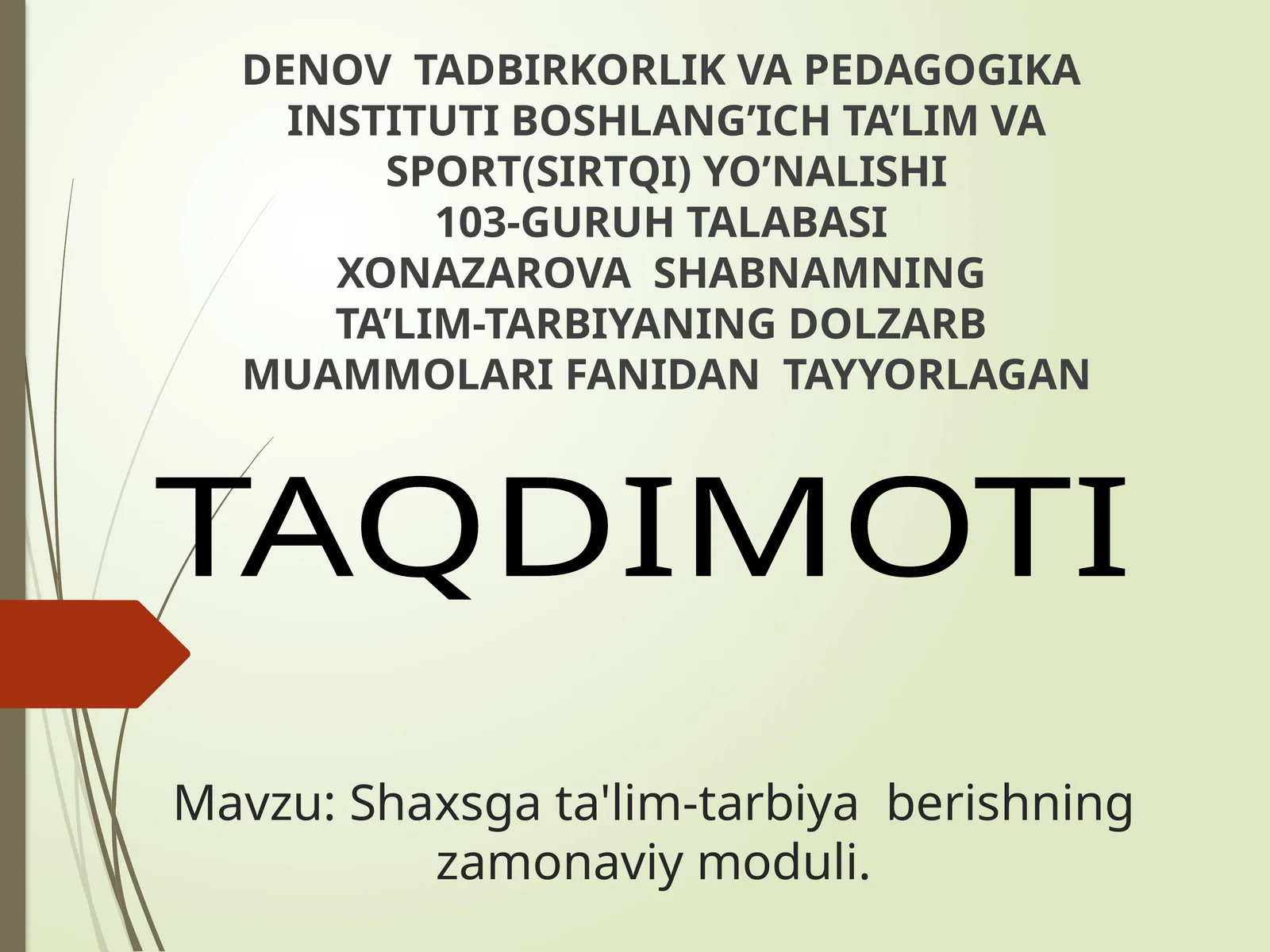 Shaxsgata'lim-tarbiyaberishningzamonaviymoduli
