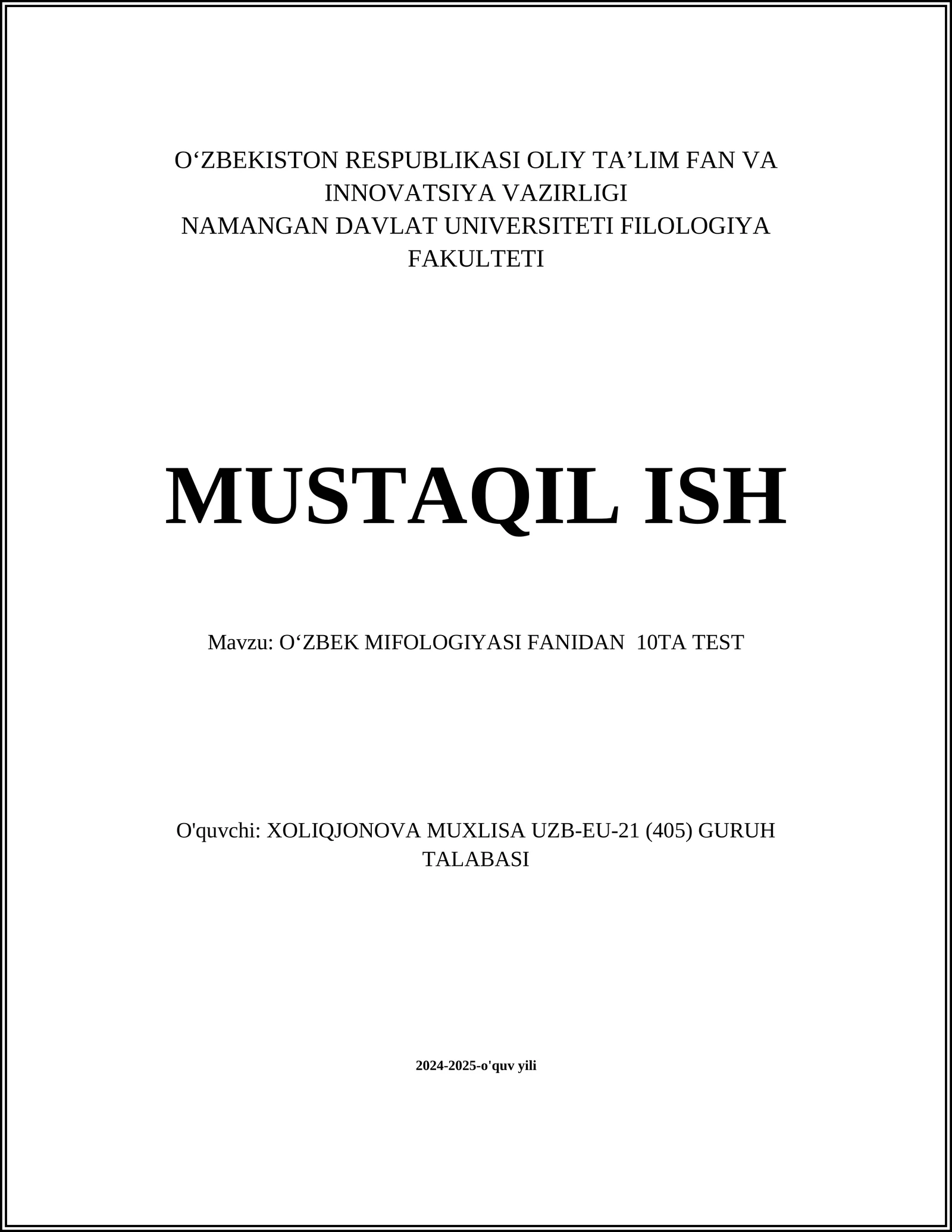 Oʻzbek Mifologiyasi Testi