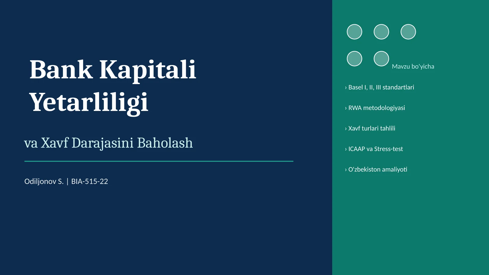 Bank Kapitali Yetarliligi va Xavf Darajasini Baholash