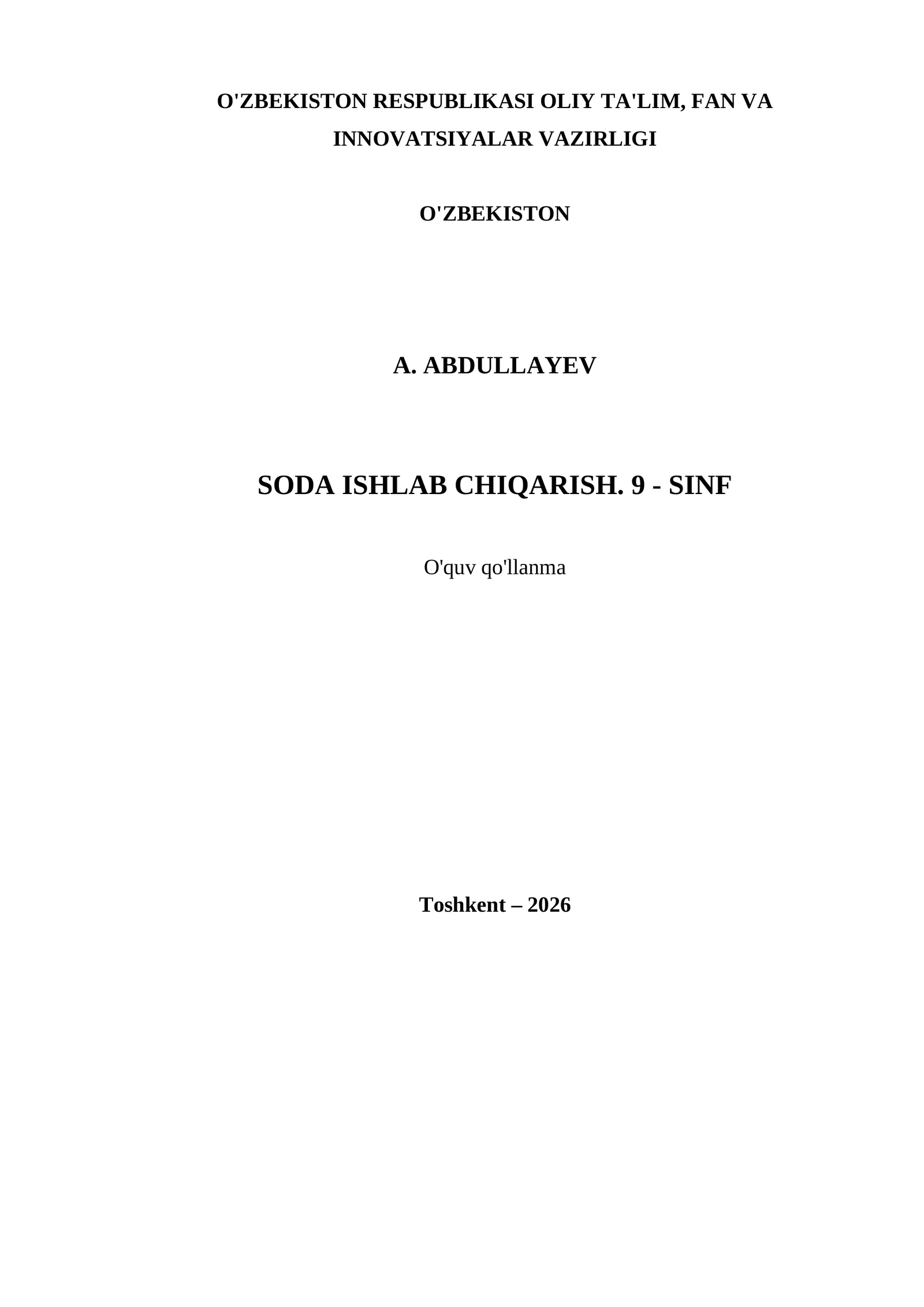 SODA ISHLAB CHIQARISH. 9 - SINF
