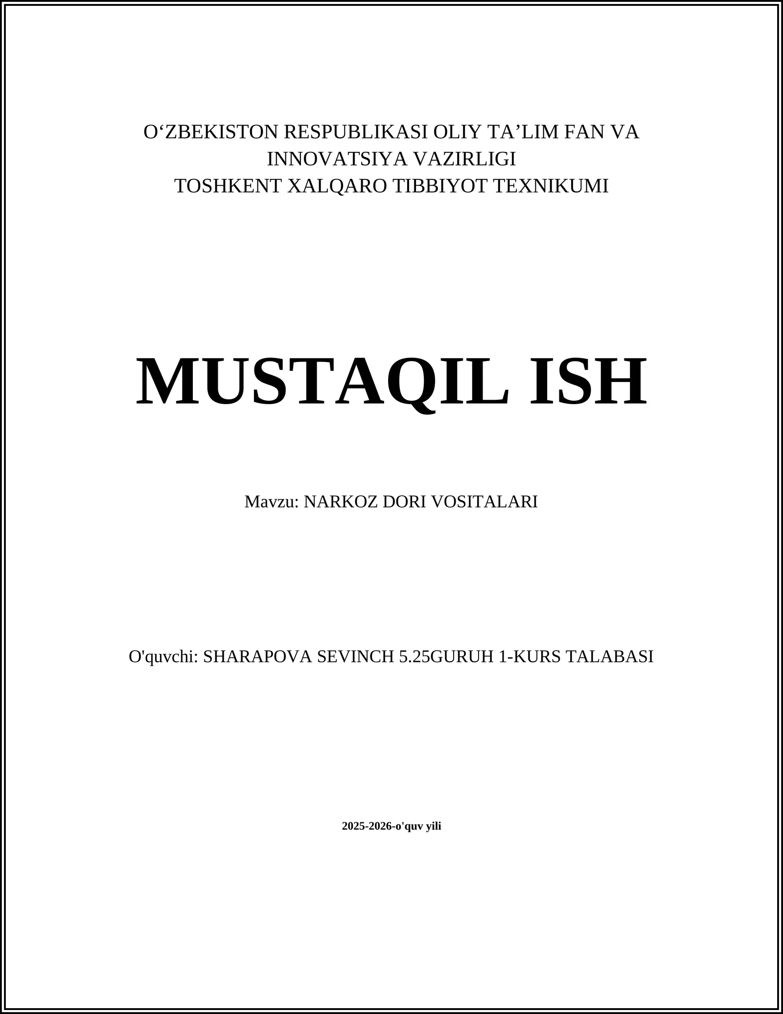 Narkoz dori vositalari