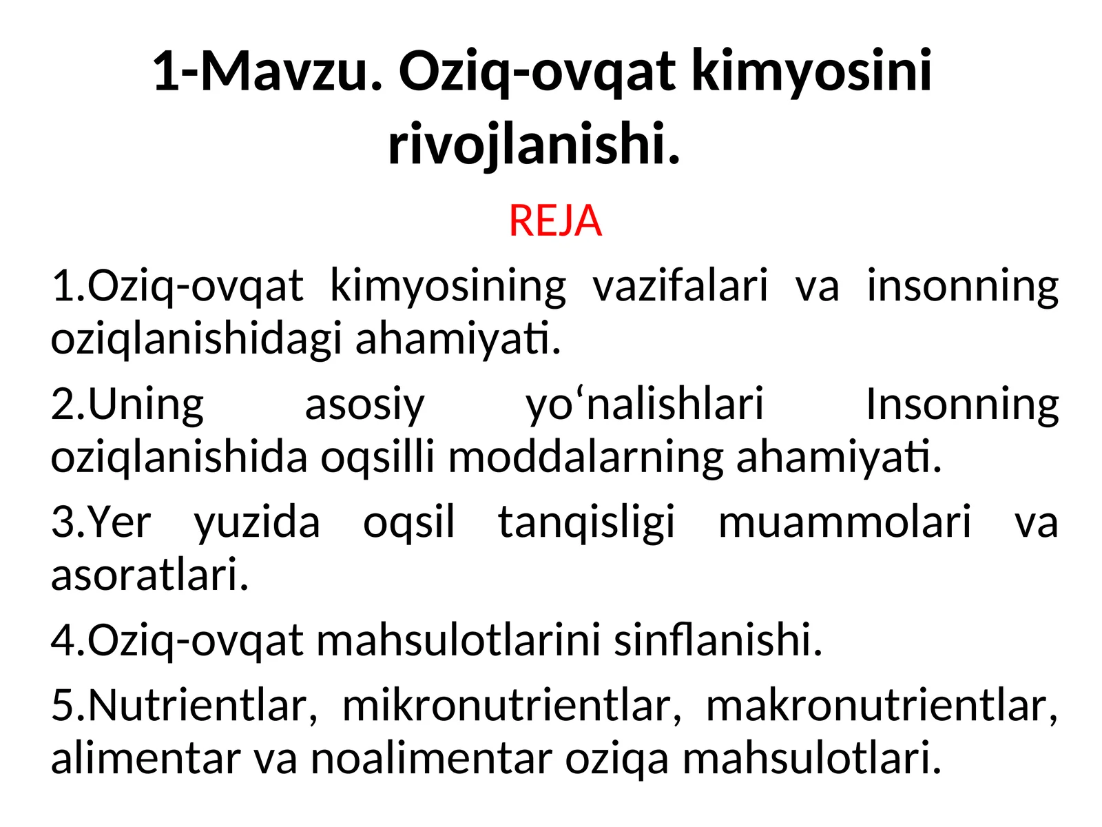 Oziq-ovqat kimyosini rivojlanishi
