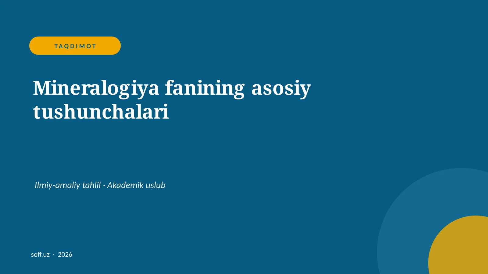Mineralogiya fanining asosiy tushunchalari