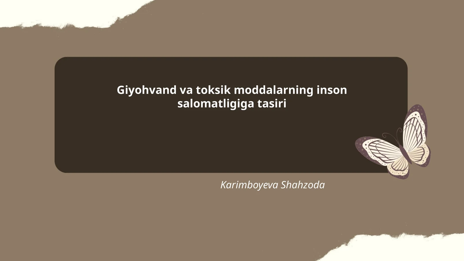 Giyohvand va toksik moddalarning inson salomatligiga tasiri