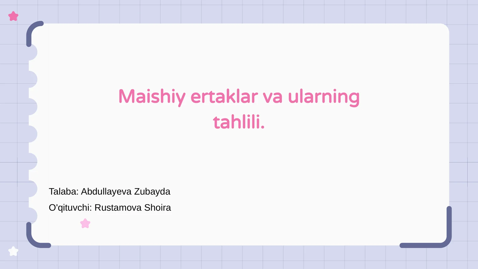 Maishiy ertaklar va ularning tahlili