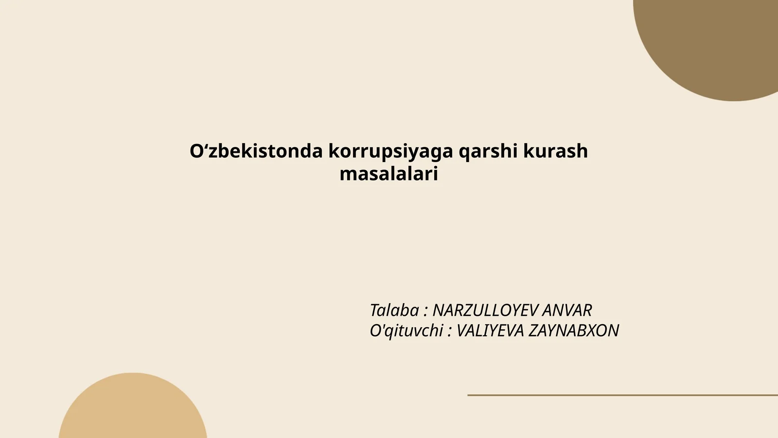 O‘zbekistonda korrupsiyaga qarshi kurash masalalari