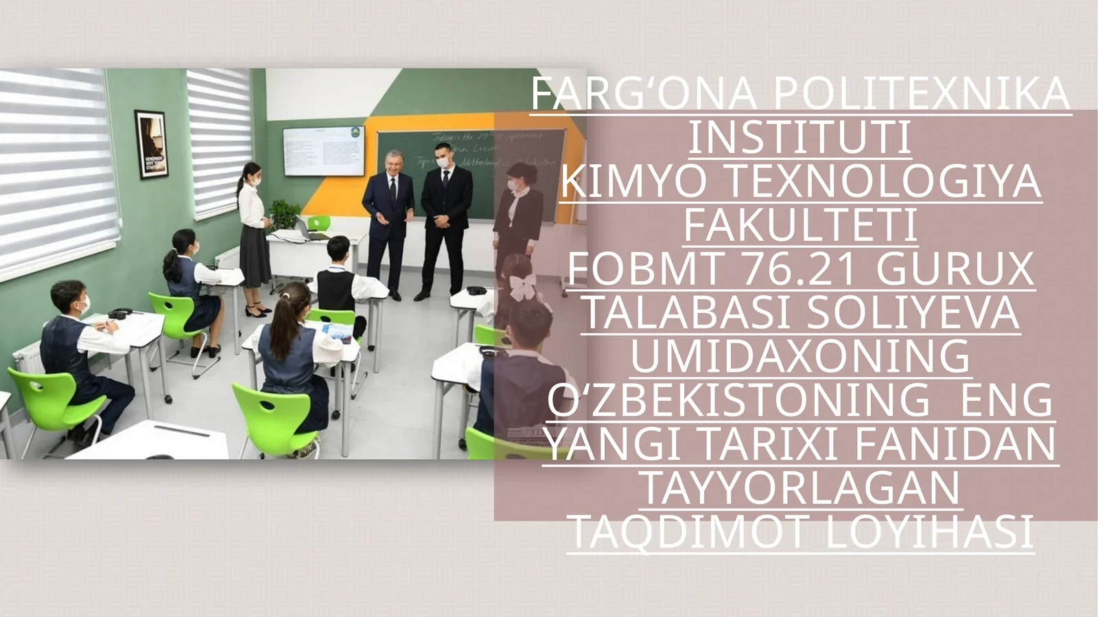 TA'LIM TIZIMINI RIVOJLANTIRISH SOHASIDAGI ISLOHOTLAR