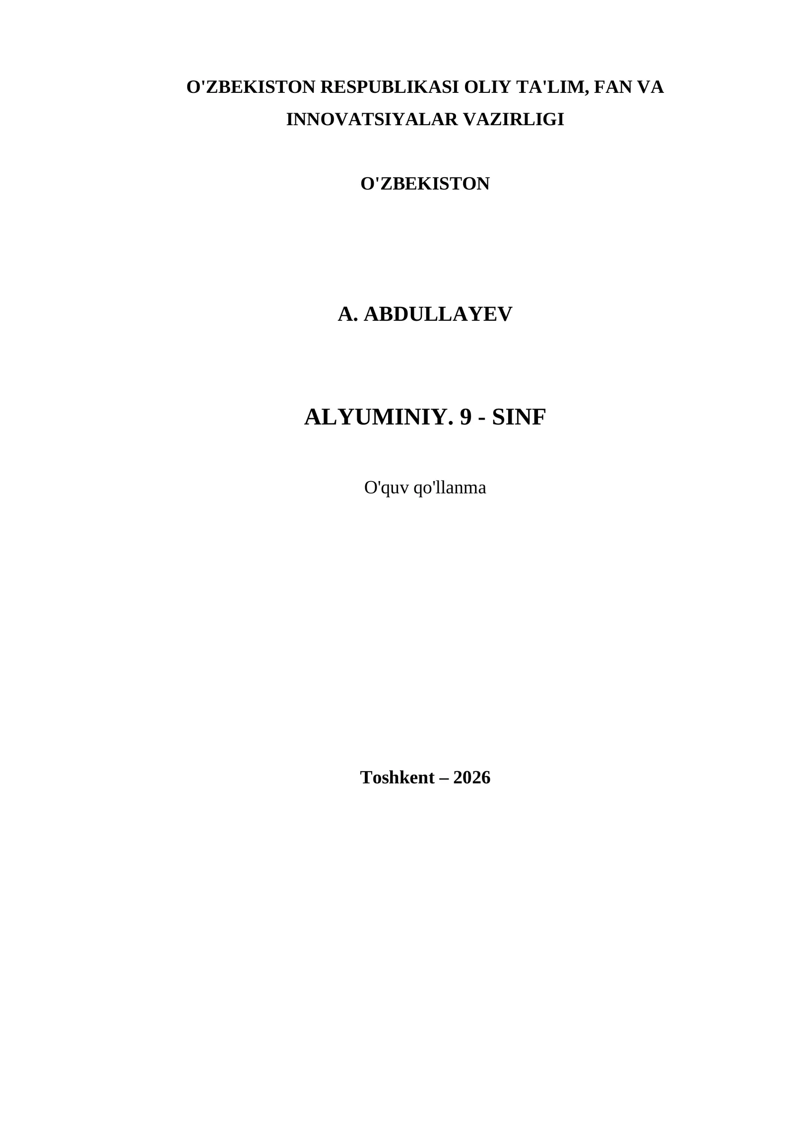 ALYUMINIY. 9 - SINF