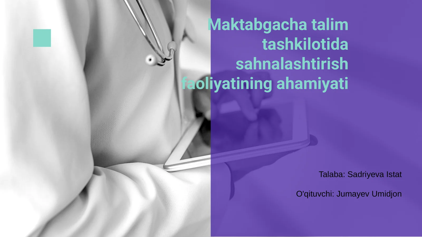 Maktabgacha talim tashkilotida sahnalashtirish faoliyatining ahamiyati
