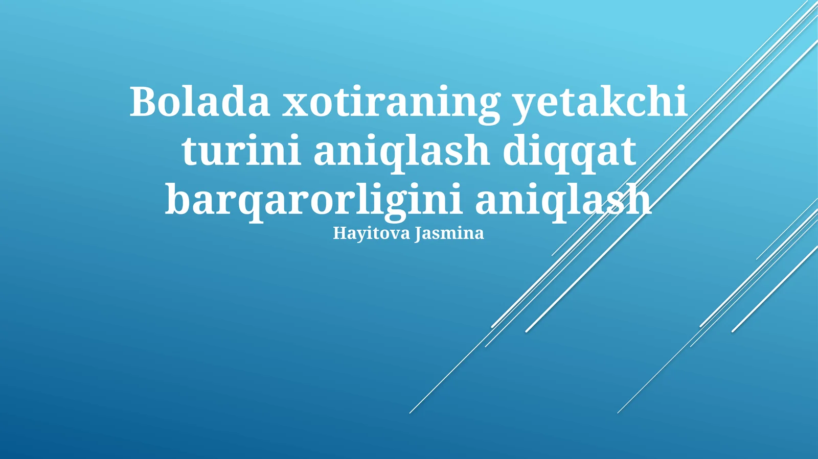 Xotiraning yetakchi turini aniqlash diqqat barqarorligini aniqlash